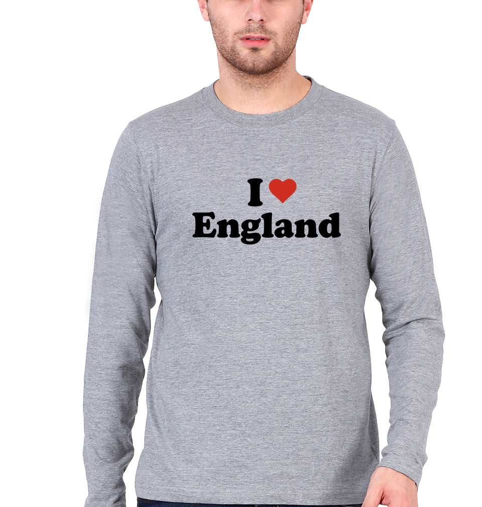 I Love England Full Sleeves T-Shirt for Men-Grey Melange-Ektarfa.online