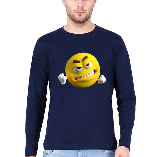 Angry Emoji Full Sleeves T-Shirt for Men-Navy blue-Ektarfa.online