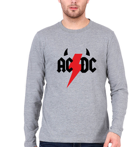 ACDC Full Sleeves T-Shirt for Men-Grey Melange-Ektarfa.online
