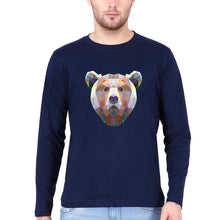 Load image into Gallery viewer, Bear Full Sleeves T-Shirt for Men-S(38 Inches)-Navy Blue-Ektarfa.online
