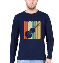 Load image into Gallery viewer, Double Bass Violin Full Sleeves T-Shirt for Men-Navy blue-Ektarfa.online
