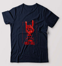 Load image into Gallery viewer, Rock &amp; Roll T-Shirt for Men-S(38 Inches)-Navy Blue-Ektarfa.online
