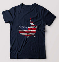 Load image into Gallery viewer, USA America T-Shirt for Men-S(38 Inches)-Navy Blue-Ektarfa.online

