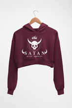 Load image into Gallery viewer, O-Parts Hunter 666 Satan Crop HOODIE FOR WOMEN-Maroon-Ektarfa.online
