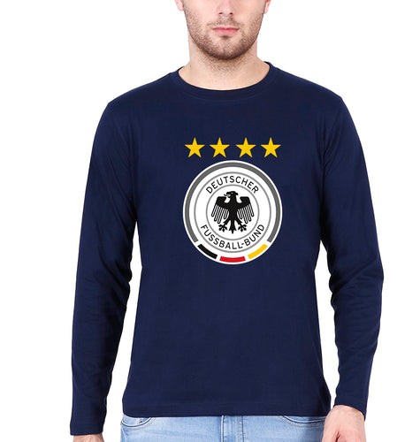 Germany Football Full Sleeves T-Shirt for Men-S(38 Inches)-Navy Blue-Ektarfa.online