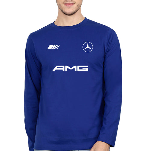 AMG Mercedes Benz Full Sleeves T-Shirt for Men-S(38 Inches)-Royal Blue-Ektarfa.online