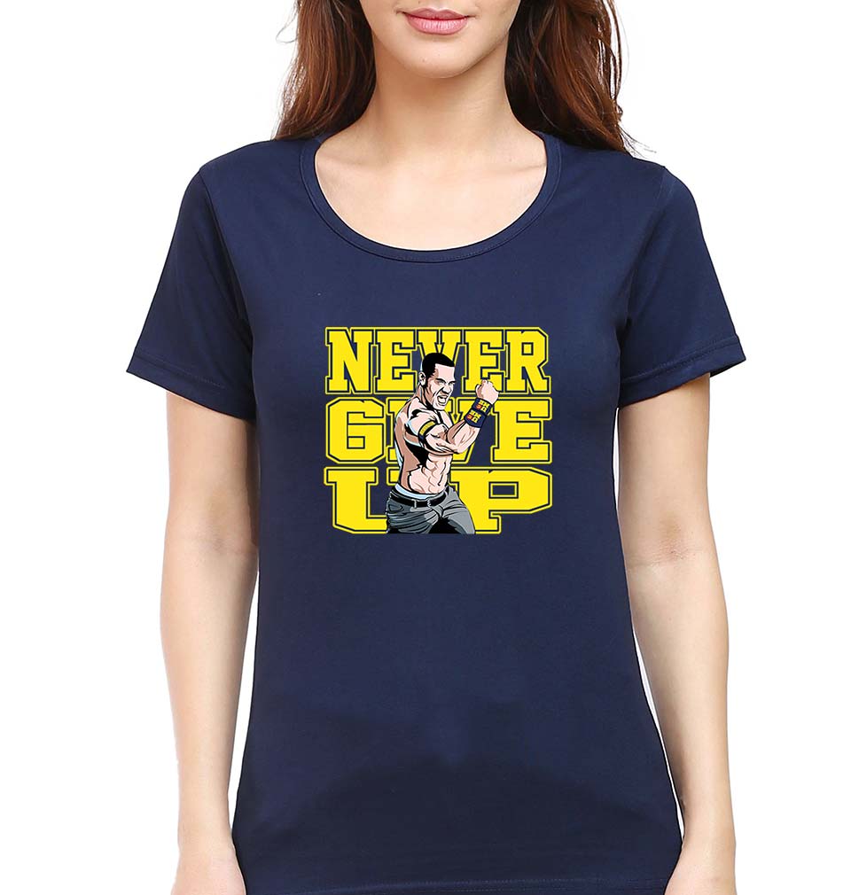 John Cena WWE T-Shirt for Women-XS(32 Inches)-Navy Blue-Ektarfa.online