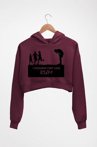 Rum Funny Crop HOODIE FOR WOMEN-Maroon-Ektarfa.online