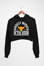 Load image into Gallery viewer, Hardest Worker In the Room Gym Crop HOODIE FOR WOMEN
