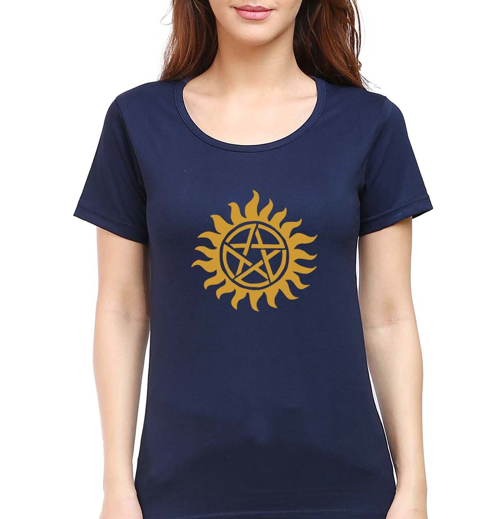 Supernatural T-Shirt for Women-XS(32 Inches)-Navy Blue-Ektarfa.online