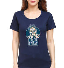 Load image into Gallery viewer, Trick or Treat T-Shirt for Women-XS(32 Inches)-Navy Blue-Ektarfa.online
