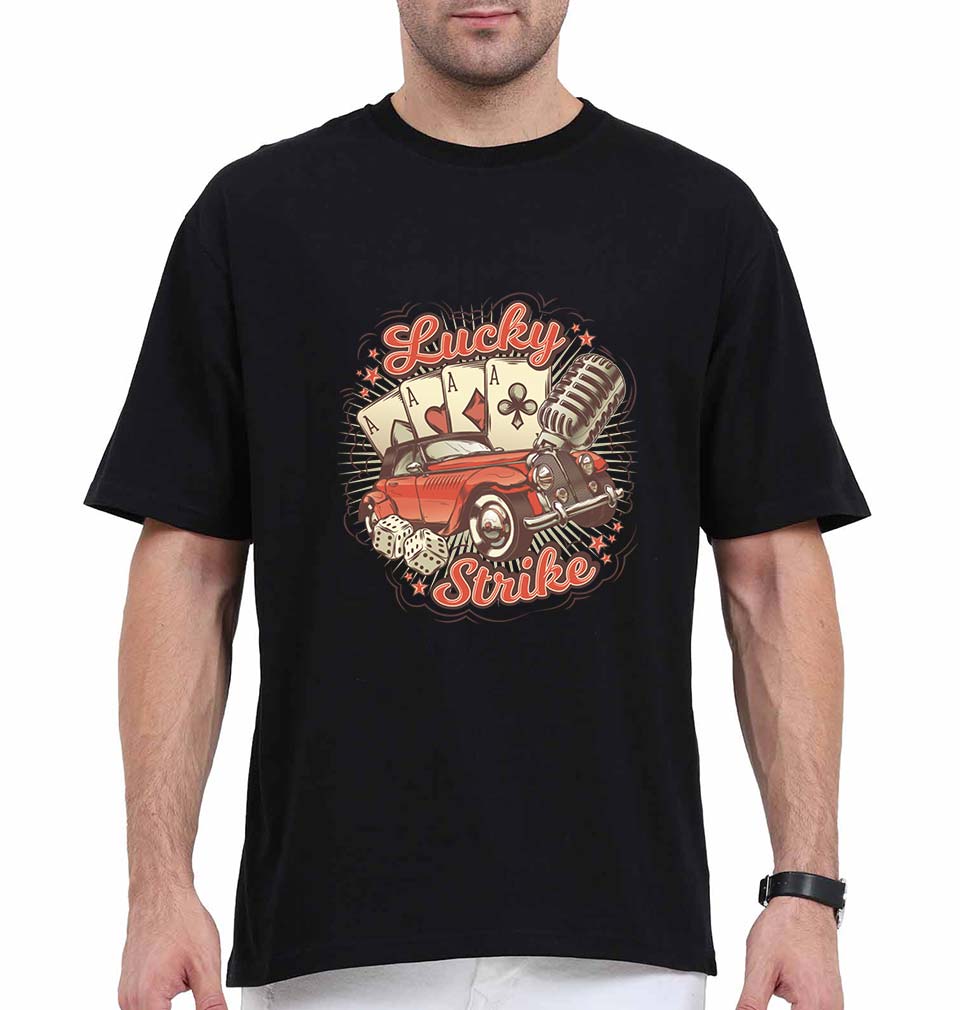 Poker Oversized T-Shirt for Men-Black-Ektarfa.online