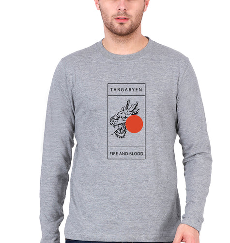House Targaryen (GOT) Full Sleeves T-Shirt for Men-Grey Melange-Ektarfa.online