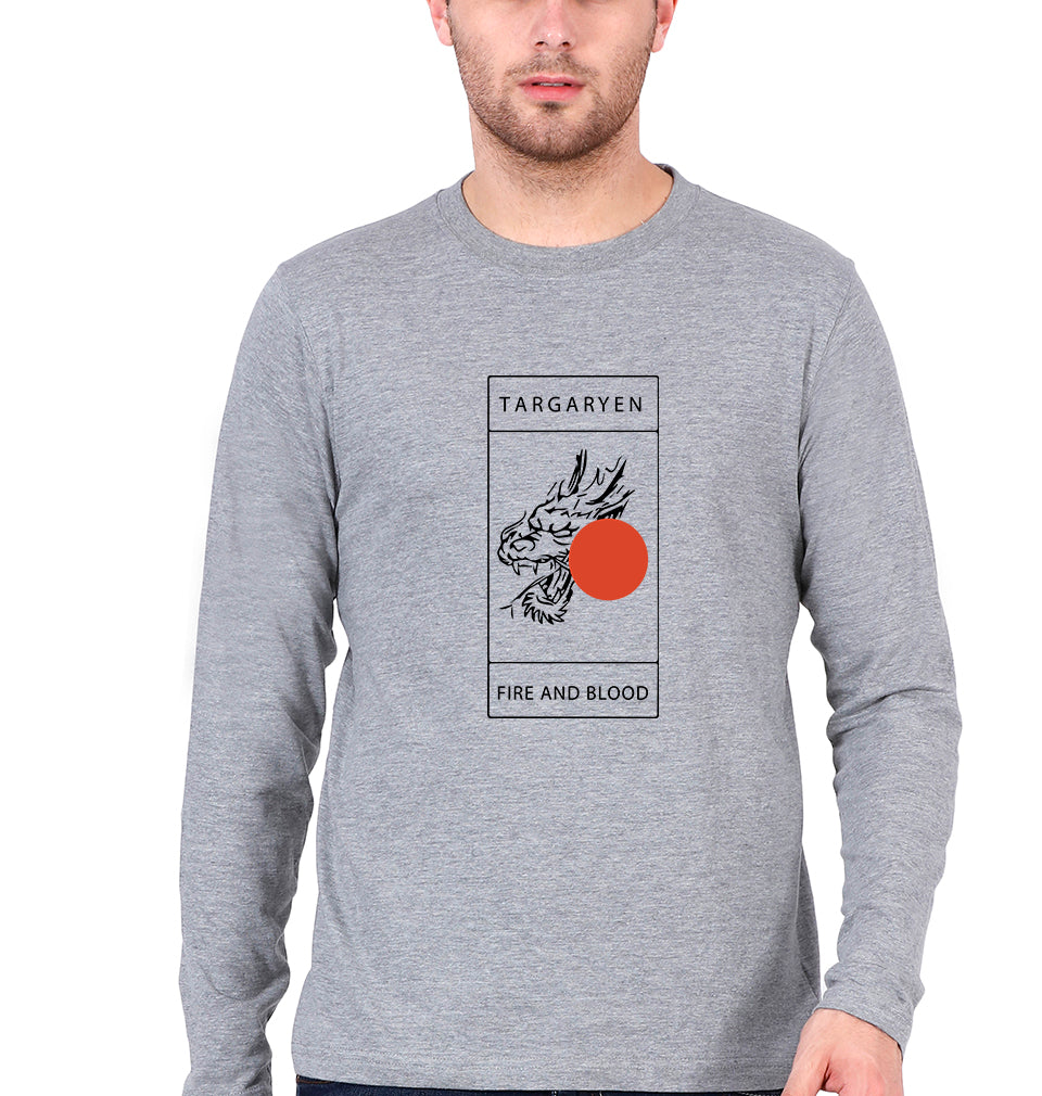 House Targaryen (GOT) Full Sleeves T-Shirt for Men-Grey Melange-Ektarfa.online
