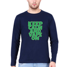 Load image into Gallery viewer, keep calm and vape on Full Sleeves T-Shirt for Men-S(38 Inches)-Navy Blue-Ektarfa.online
