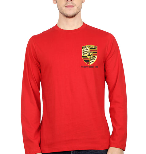 Porsche Pocket Logo Full Sleeves T-Shirt for Men-Red-Ektarfa.online