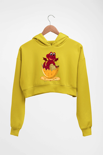 Dragon Crop HOODIE FOR WOMEN-Mustard Yellow-Ektarfa.online