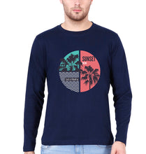 Load image into Gallery viewer, Sunset California Full Sleeves T-Shirt for Men-S(38 Inches)-Navy Blue-Ektarfa.online
