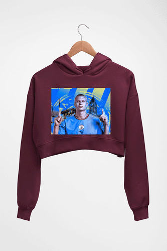 Erling Haaland Crop HOODIE FOR WOMEN-Maroon-Ektarfa.online