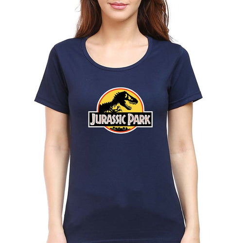 Jurassic Park T-Shirt for Women-XS(32 Inches)-Navy Blue-Ektarfa.online