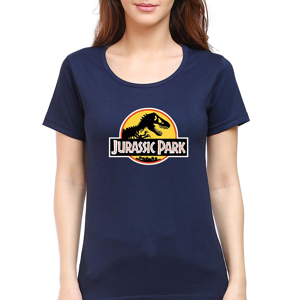 Jurassic Park T-Shirt for Women-XS(32 Inches)-Navy Blue-Ektarfa.online