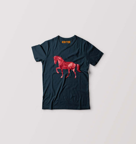 HORSE T-Shirt for Boy/Girl-0-1 Year(20 Inches)-Petrol Blue-Ektarfa.online