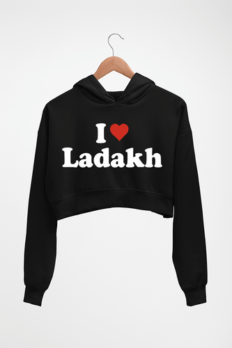 I Love Ladakh Crop HOODIE FOR WOMEN-Black-Ektarfa.online