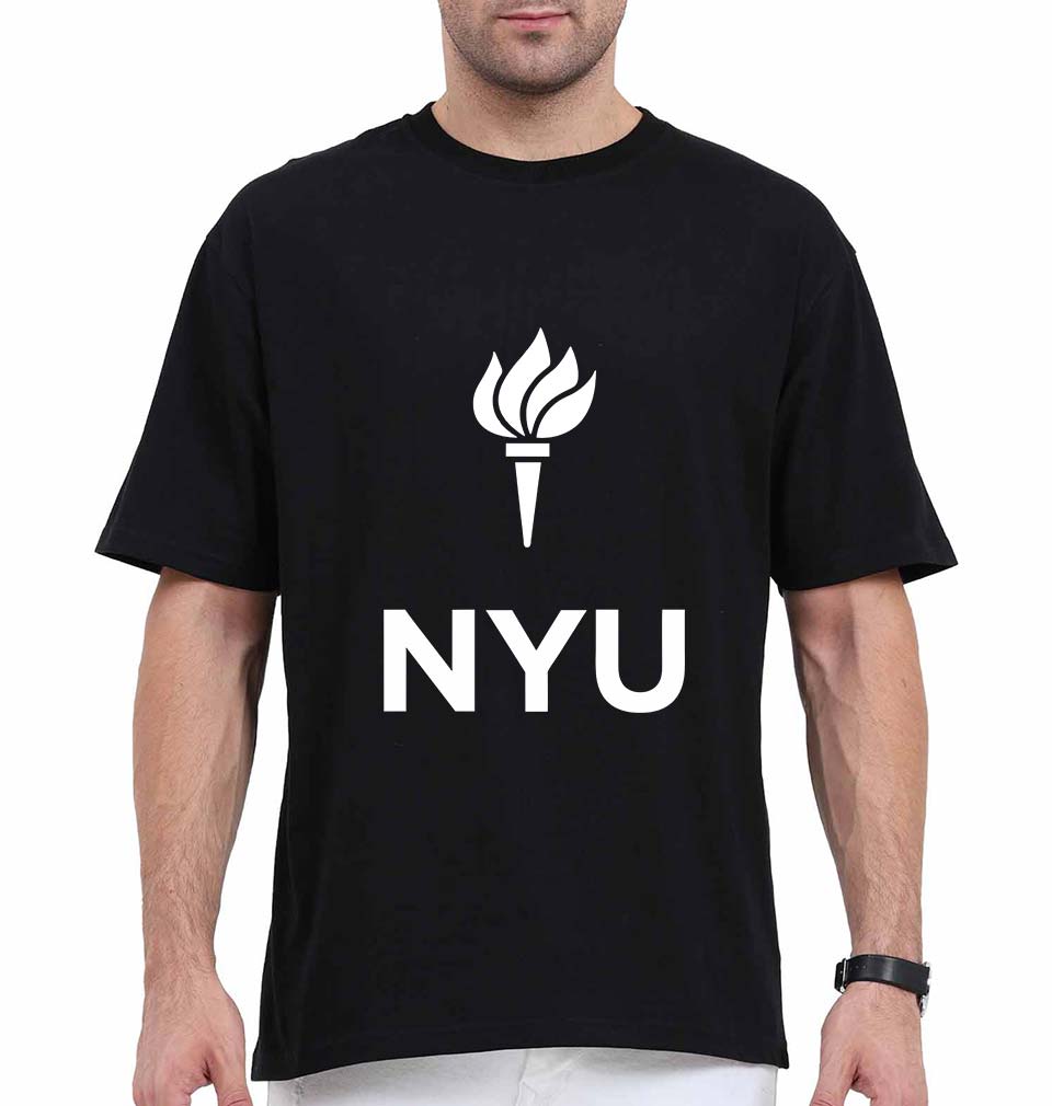 New York University Oversized T-Shirt for Men-Black-Ektarfa.online