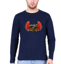 Load image into Gallery viewer, Wings of Strength Full Sleeves T-Shirt for Men-S(38 Inches)-Navy Blue-Ektarfa.online
