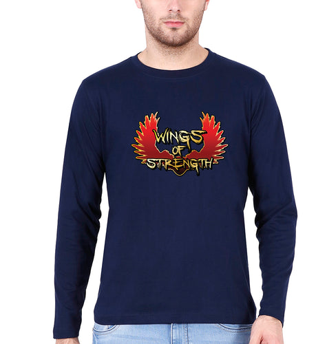Wings of Strength Full Sleeves T-Shirt for Men-Navy Blue-Ektarfa.online