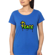Load image into Gallery viewer, Graffiti Peace T-Shirt for Women-Royal Blue-Ektarfa.online
