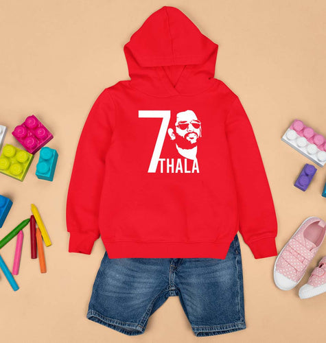 MS Dhoni 07 Thala Kids Hoodie for Boy/Girl-Red-Ektarfa.online