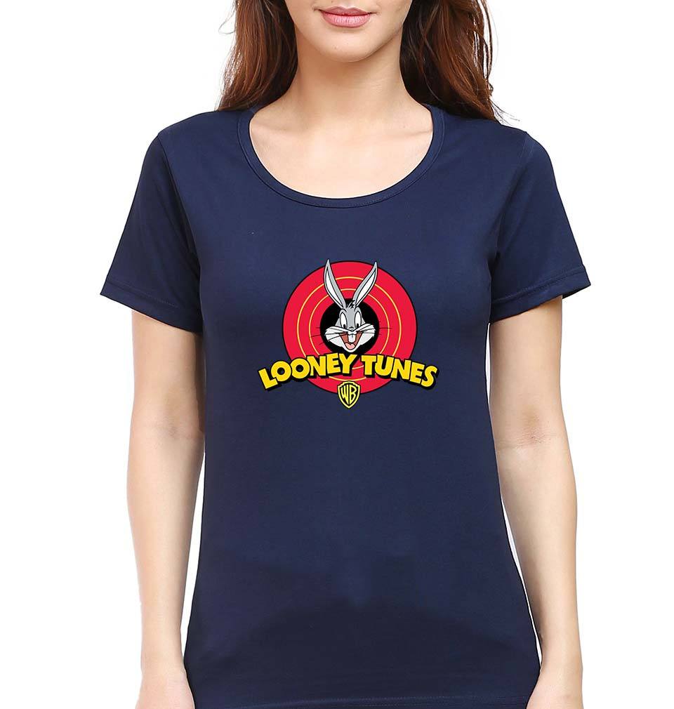 Looney Tunes T-Shirt for Women-XS(32 Inches)-Navy Blue-Ektarfa.online