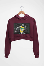 Load image into Gallery viewer, Usain Bolt Crop HOODIE FOR WOMEN-Maroon-Ektarfa.online
