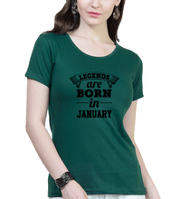 Load image into Gallery viewer, Legends are Born in January T-Shirt for Women-Dark green-Ektarfa.online
