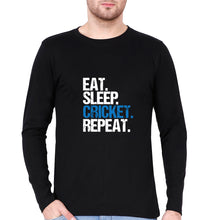 Load image into Gallery viewer, CRICKET Eat Sleep Cricket Repeat Full Sleeves T-Shirt for Men-Black-Ektarfa.online
