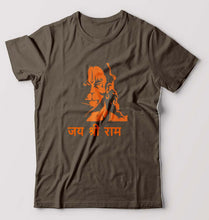 Load image into Gallery viewer, Jai Shree Ram T-Shirt for Men-S(38 Inches)-Olive green-Ektarfa.online
