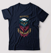 Load image into Gallery viewer, Owl Music T-Shirt for Men-S(38 Inches)-Navy Blue-Ektarfa.online
