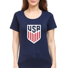 Load image into Gallery viewer, USA Football T-Shirt for Women-XS(32 Inches)-Navy Blue-Ektarfa.online
