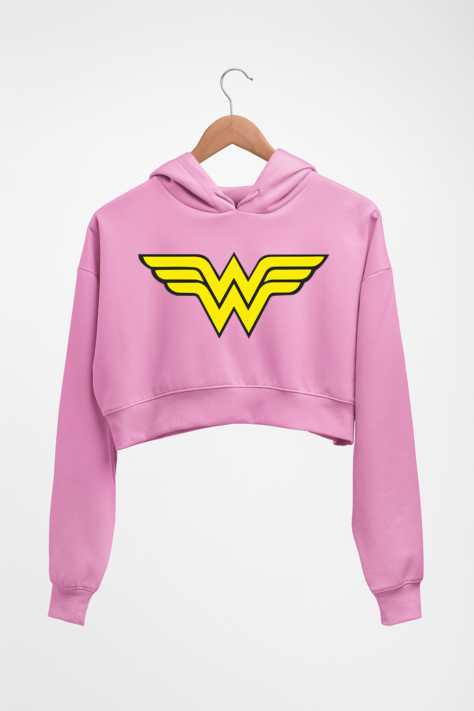 Wonder Woman Superhero Crop HOODIE FOR WOMEN-Light Baby Pink-Ektarfa.online