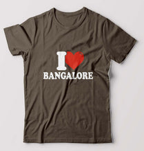 Load image into Gallery viewer, I Love BANGALORE T-Shirt for Men-S(38 Inches)-Olive Green-Ektarfa.online
