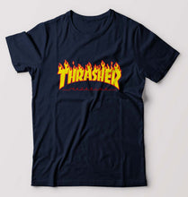 Load image into Gallery viewer, Thrasher T-Shirt for Men-S(38 Inches)-Navy Blue-Ektarfa.online
