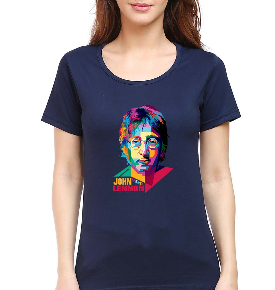 John Lennon T-Shirt for Women-Navy Blue-Ektarfa.online