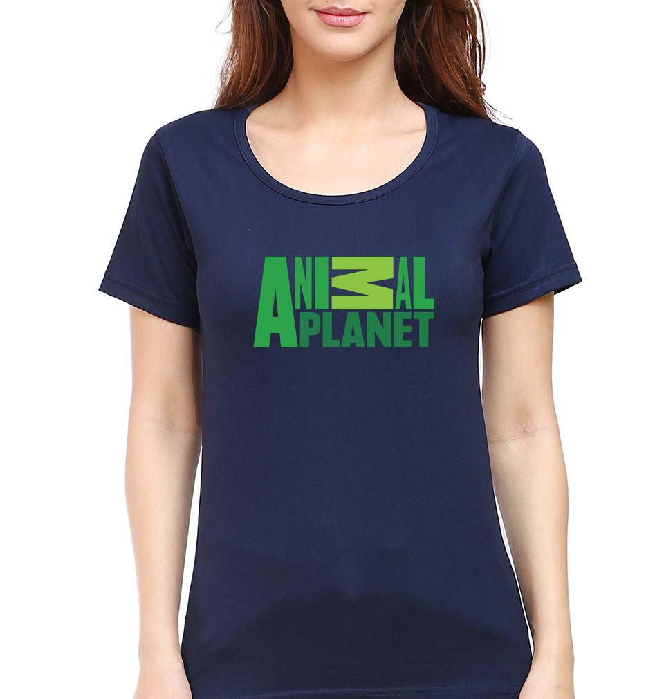 Animal Planet T-Shirt for Women-XS(32 Inches)-Navy Blue-Ektarfa.online