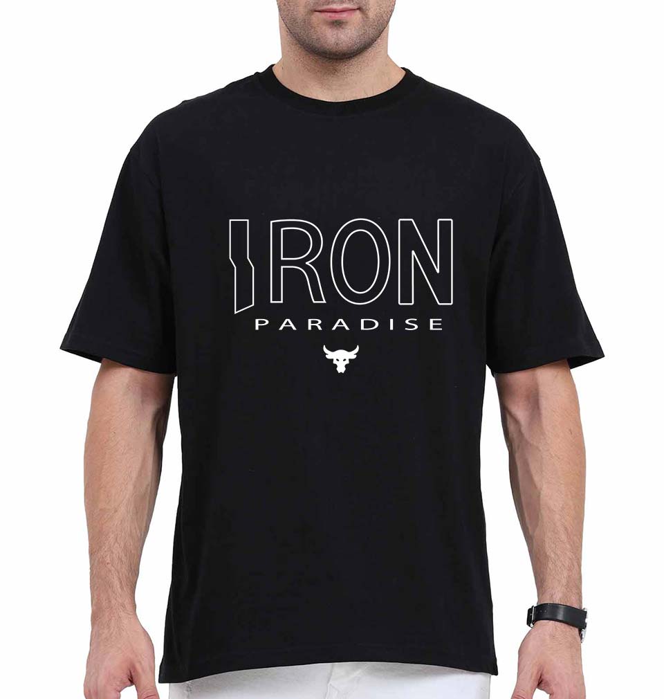 Iron Paradise Oversized T-Shirt for Men-Black-Ektarfa.online
