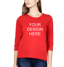 Load image into Gallery viewer, Customized-Custom-Personalized Full Sleeves T-Shirt for Women-S(34 Inches)-Red-ektarfa.com
