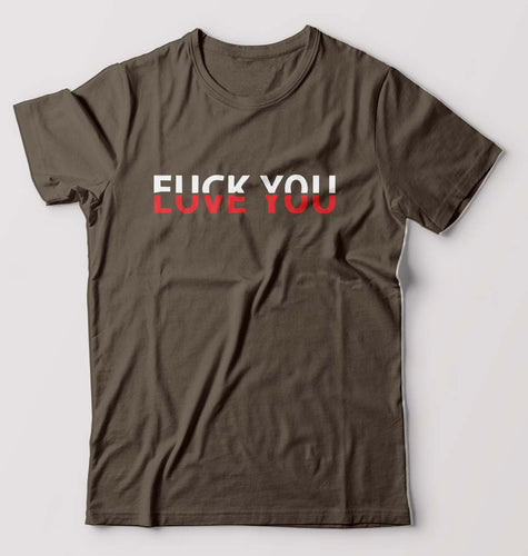 Fuck-Love You T-Shirt for Men-Olive Green-Ektarfa.online