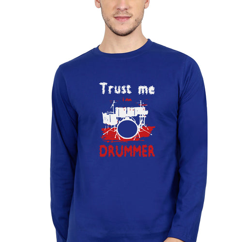 Drummer Full Sleeves T-Shirt for Men-Royal blue-Ektarfa.online