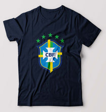 Load image into Gallery viewer, Brazil Football T-Shirt for Men-S(38 Inches)-Navy Blue-Ektarfa.online
