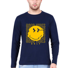Load image into Gallery viewer, Good Vibes Emoji Full Sleeves T-Shirt for Men-Navy blue-Ektarfa.online
